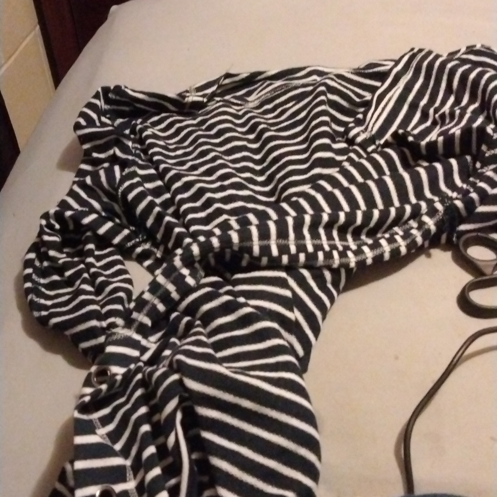 Dark blue white striped long sleeve shirt